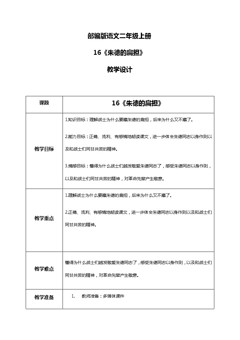 16.《朱德的扁担》（第二课时）课件+教案+练习01