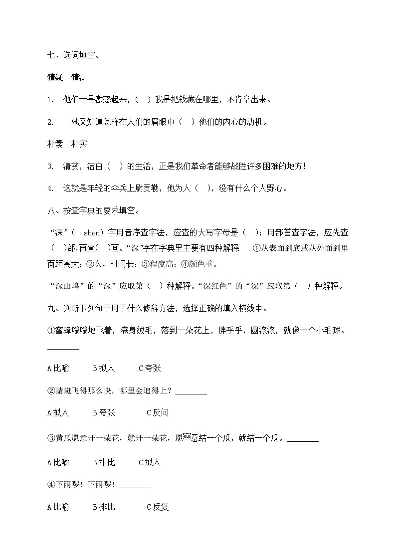 部编版五年级下册语文 期中测试（含答案含解析）第3页