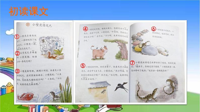部编版小学也一年级下册21小壁虎借尾巴课件第5页