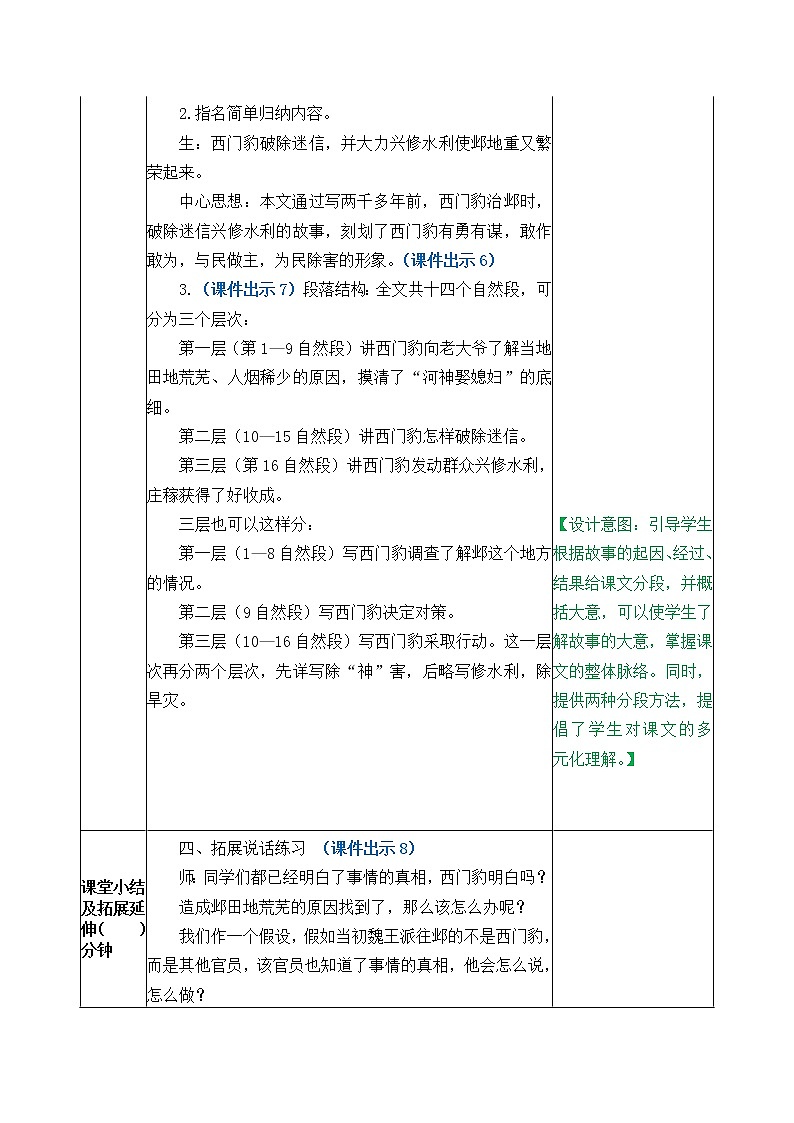 部编版五四学制四年级上册26西门豹治邺教案03