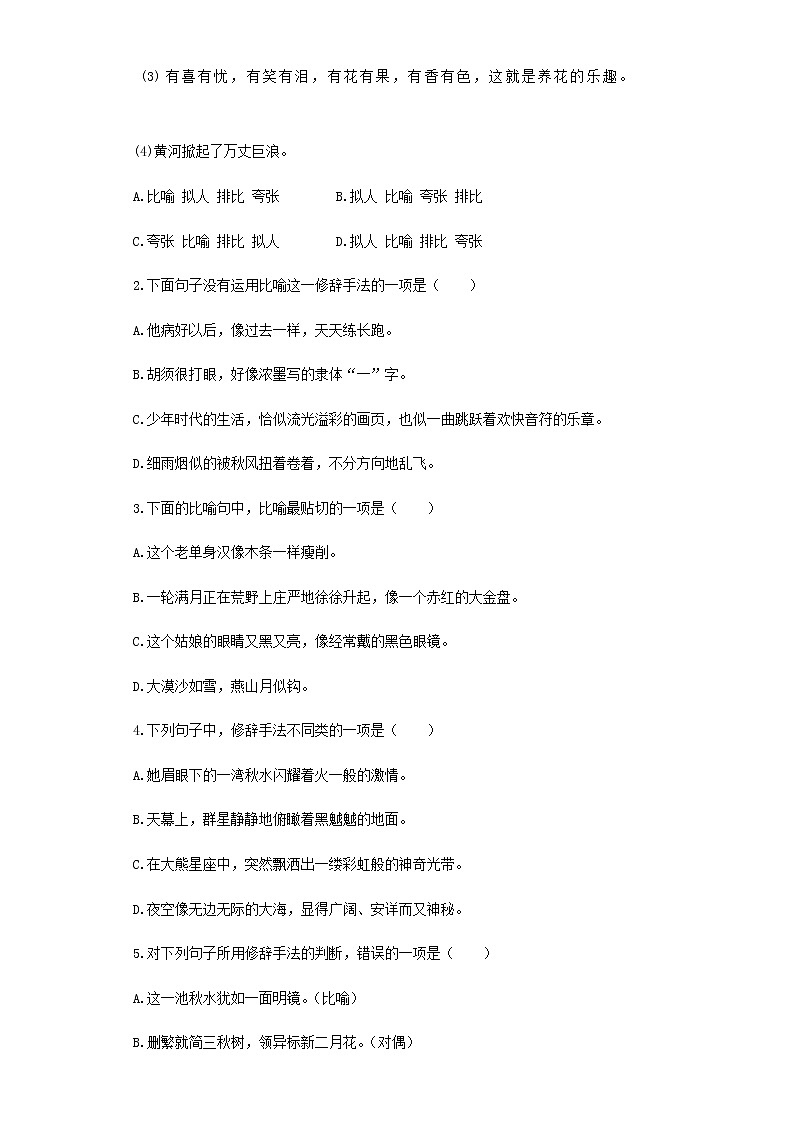 【精品】小升初语文知识专项训练（基础知识二）-10.修辞——排比和对偶02