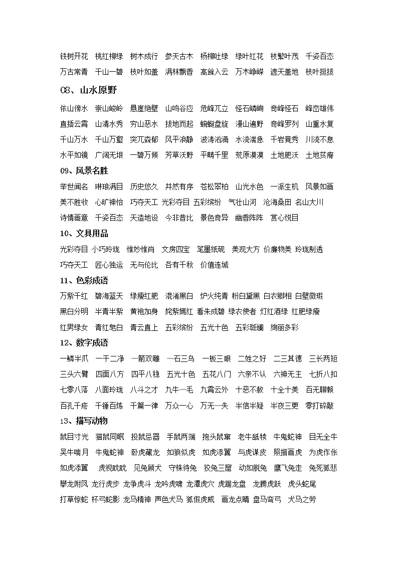 小学六年级语文下册词语归类复习02