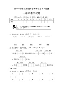 四川省巴中市恩阳区2021-2022学年一年级下学期期末学业水平检测语文试题（无答案）