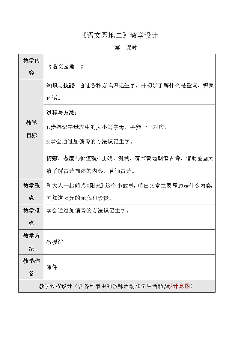 部编版语文一年级上册-02汉语拼音-14语文园地二-教案01第1页