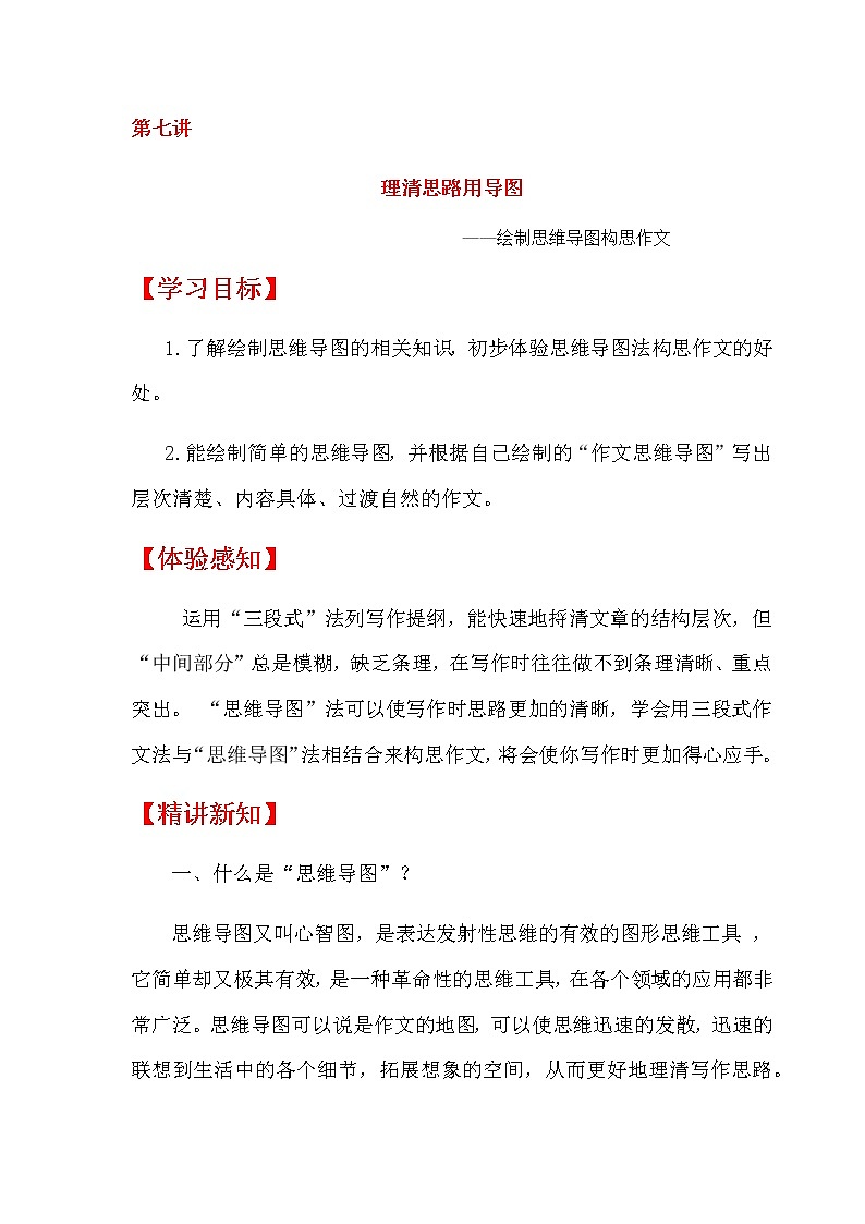 四升五暑假版第七讲《绘制思维导图构思作文》 作文教案+课件PPT01