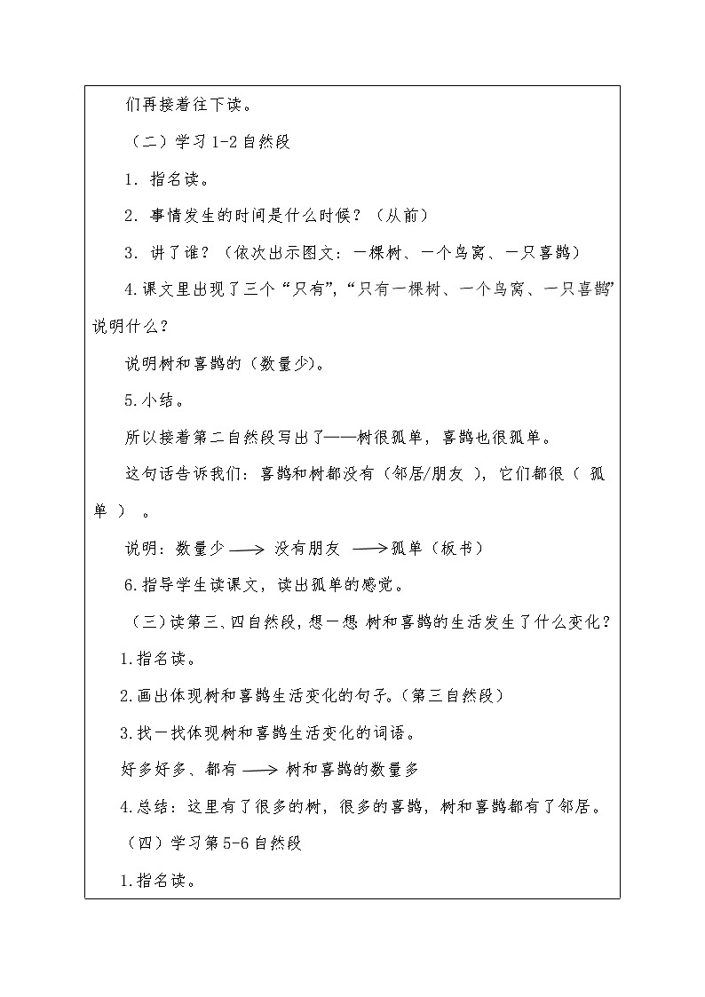 部编版语文一年级下册6 树和喜鹊(43) 教案第3页