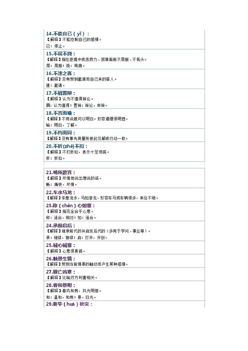 小学200个必备成语及注释第2页