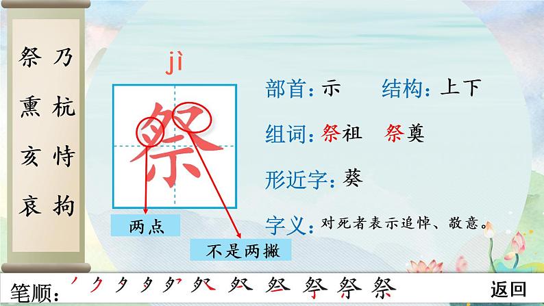 部编语文五年级上册12 古诗三首生字笔顺课件03