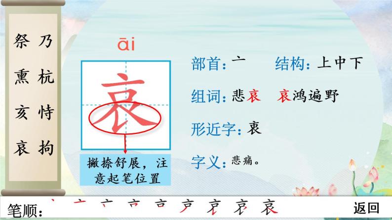 部编语文五年级上册12 古诗三首生字笔顺课件-教习网|课件下载