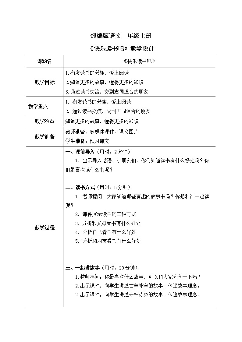 部编版1语文上《快乐读书吧》课件+教案01