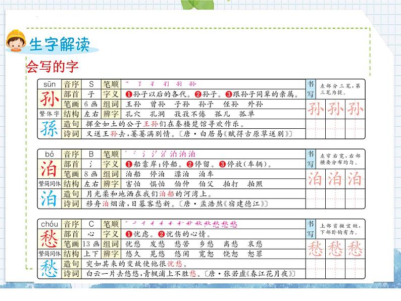 部编版语文五年级上册 第21课  古诗词三首（课件）第3页