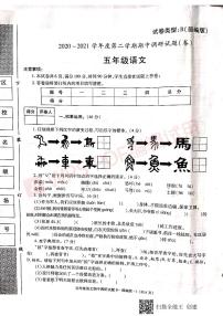 五年级 语文 下册试题 2020-2021年陕西省汉中市城固县期中考试试卷 （ 扫描版 无答案）部编版