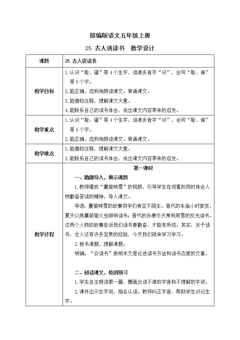 25《古人谈读书》课件PPT+生字课件+教案+练习+音视频素材01