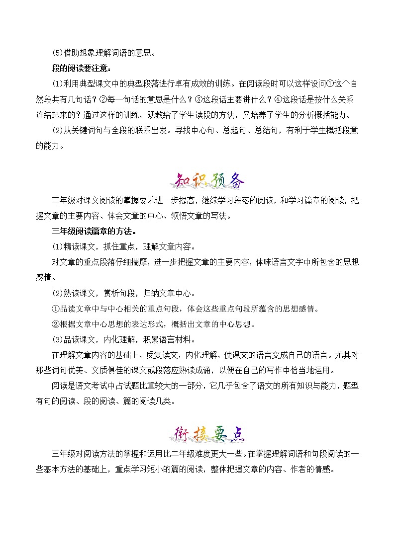 部编版二升三年级语文【暑假衔接】知识点专题11 课内阅读 （讲义+试题）02