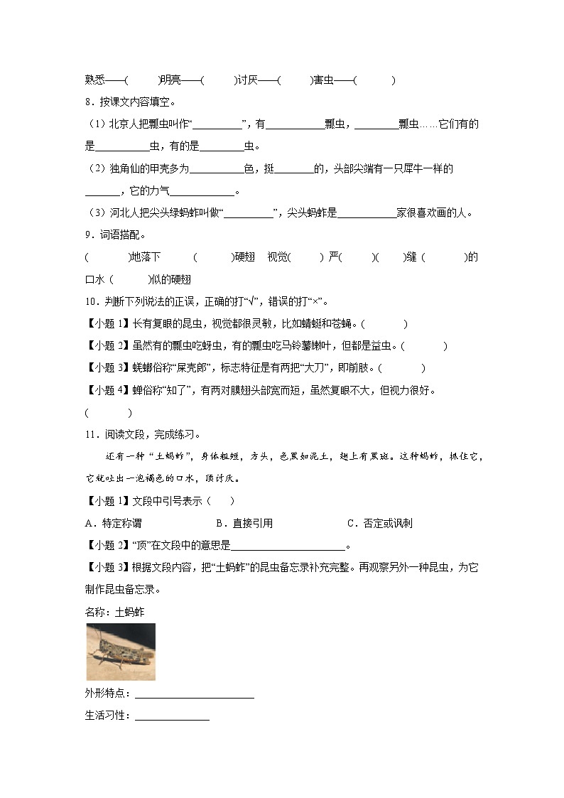 部编版 三年级下册语文4.《昆虫备忘录》B卷·能力提升（学生版）第2页