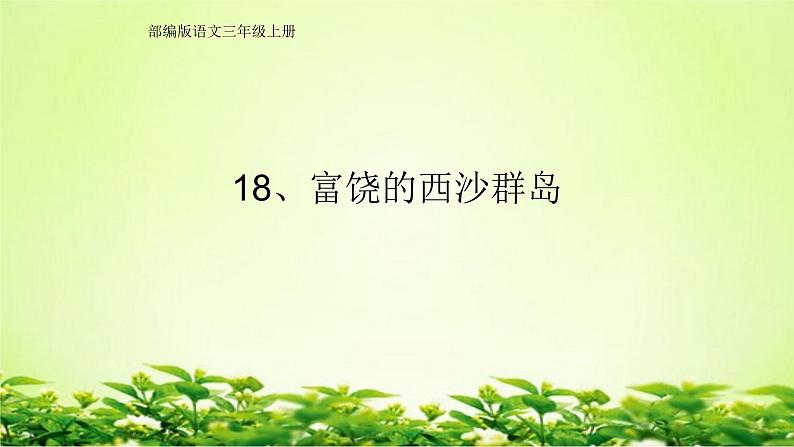 人教部编版语文三年级上册 18、富饶的西沙群岛  课件01