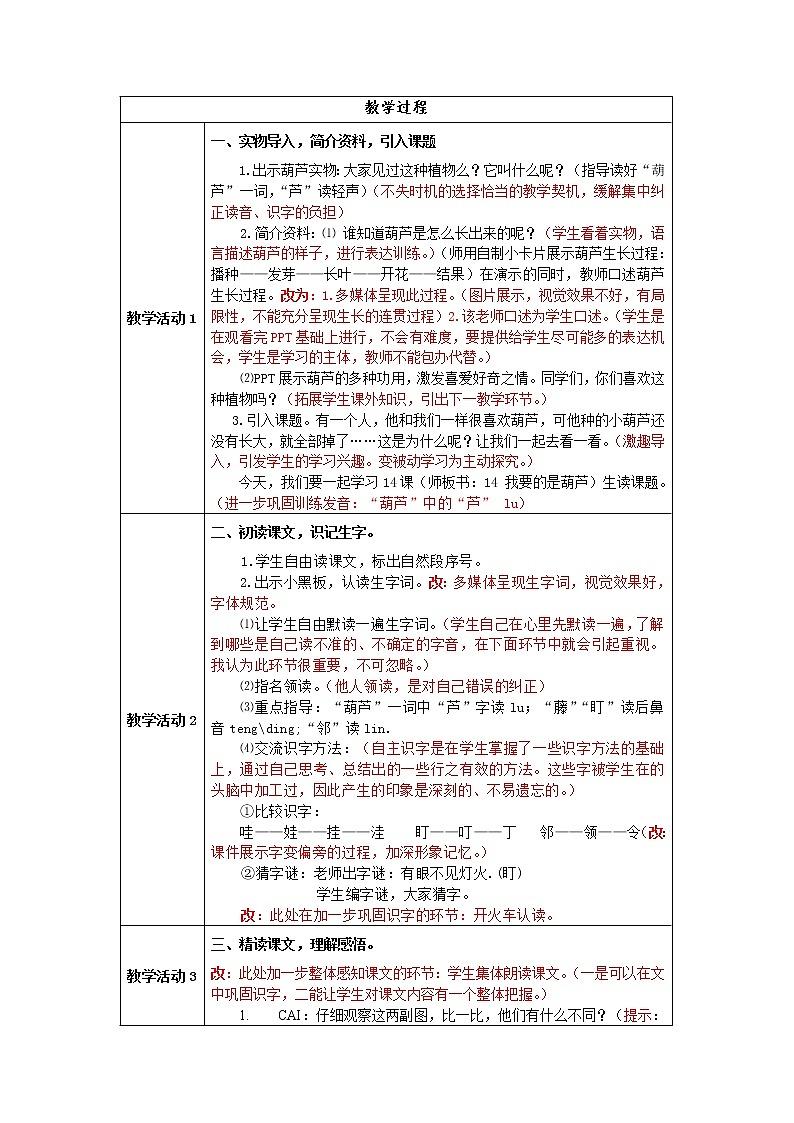部编版二年级语文上册--14《我要的是葫芦》教学设计1第2页