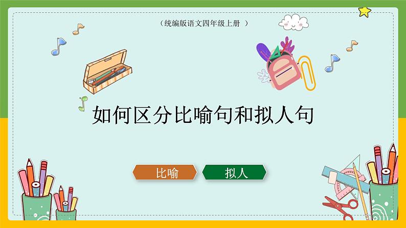 人教部编版语文四年级上册 如何区分比喻句和拟人句  复习课件01