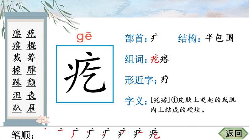 部编语文六年级上册9 竹节人生字教学课件第4页