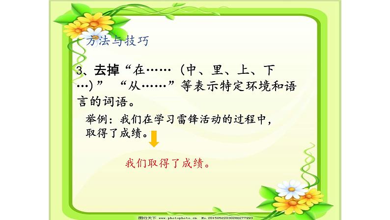 人教部编版语文四年级上册 缩句的方法与技巧 复习课件06