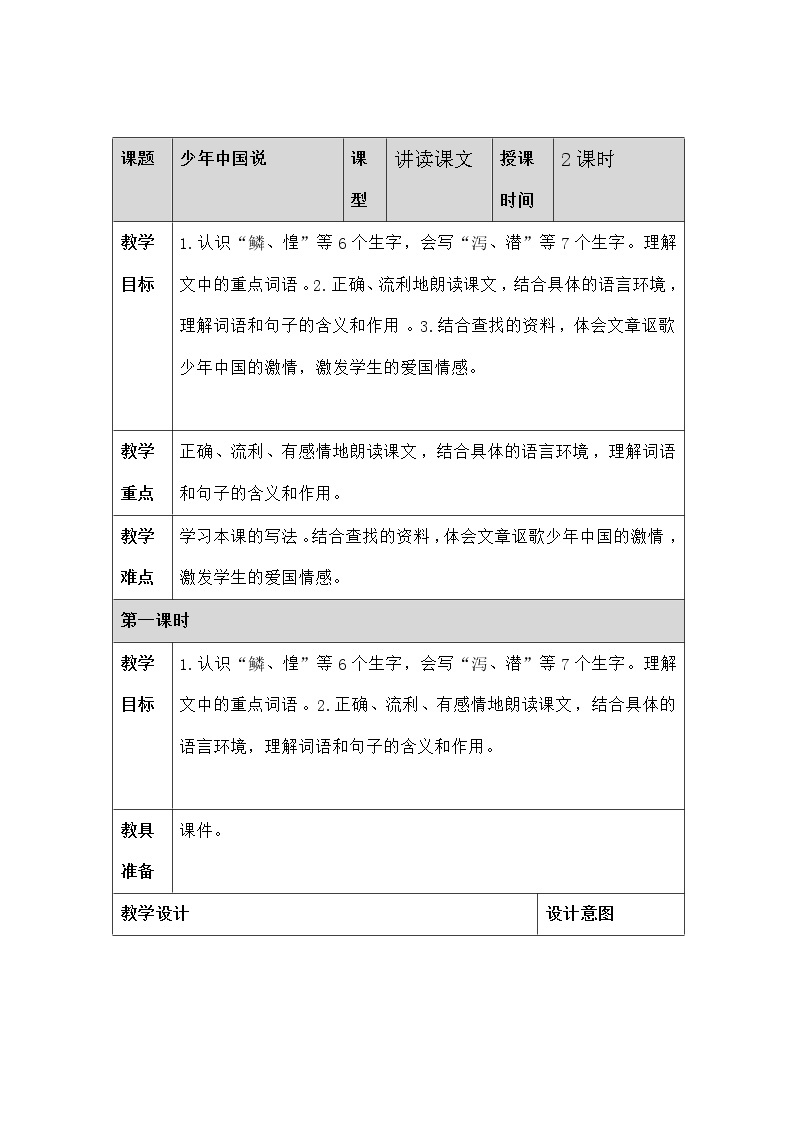 部编版五年级语文上册--13.少年中国说（节选）-教学设计101