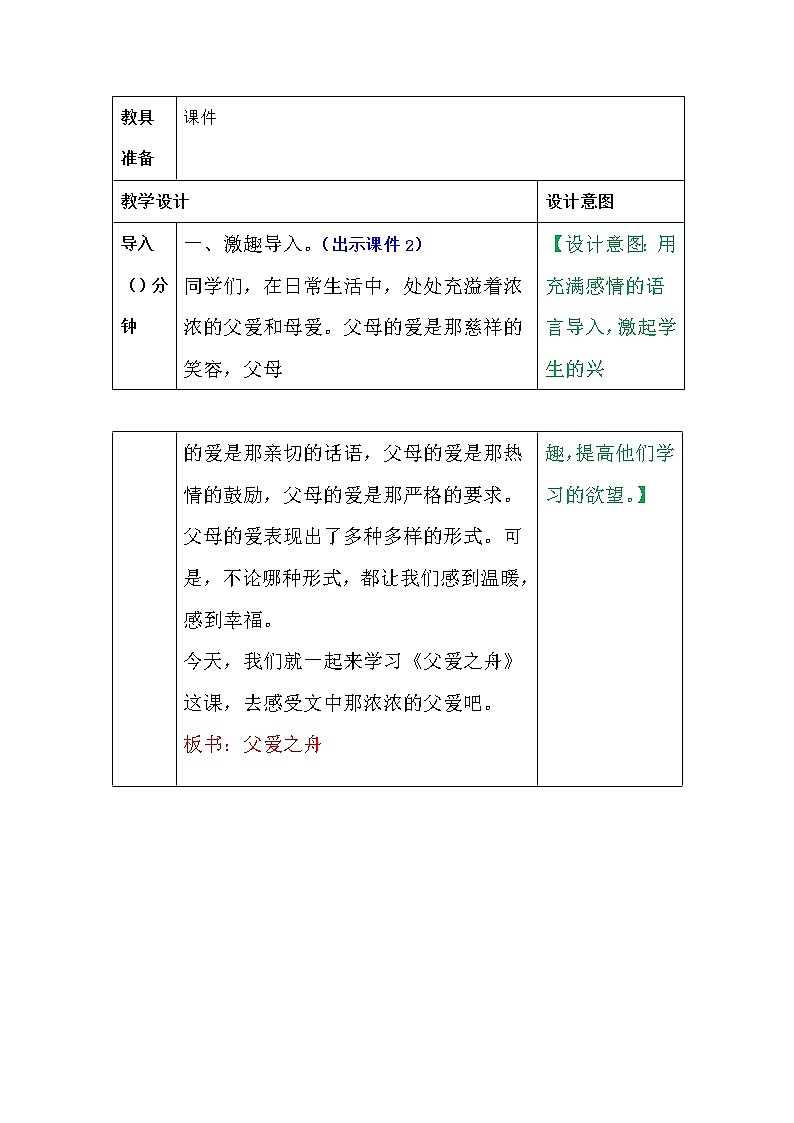部编版五年级语文上册--19.父爱之舟-教学设计102