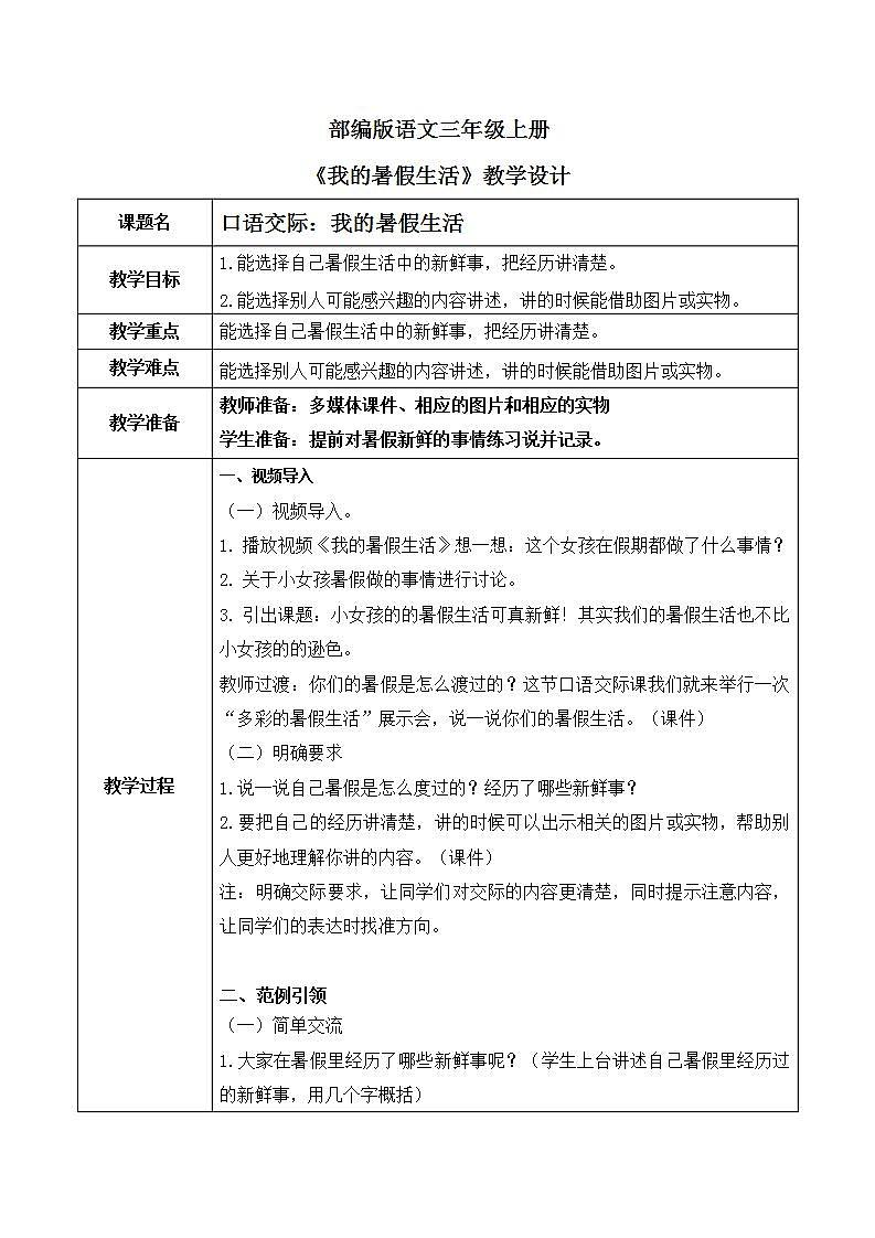 口语交际：《我的暑假生活》课件PPT+教案01