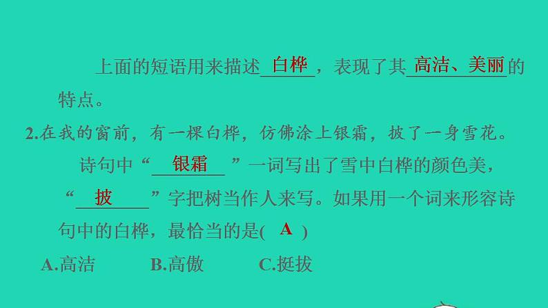 2022四年级语文下册第3单元第11课白桦课后练习课件1新人教版第8页