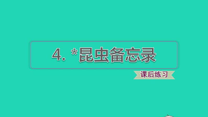 2022三年级语文下册第1单元第4课昆虫备忘录课后练习课件2新人教版第1页