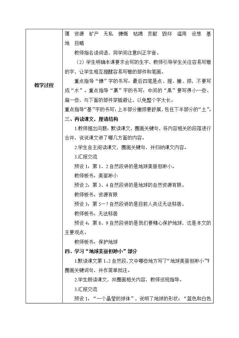 部编版6上语文19《只有一个地球》PPT课件+教案02