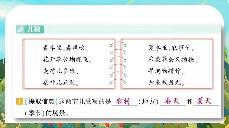 部编版二上语文期末专题复习 6-1 活学活用（儿歌 赏景） 课件第4页