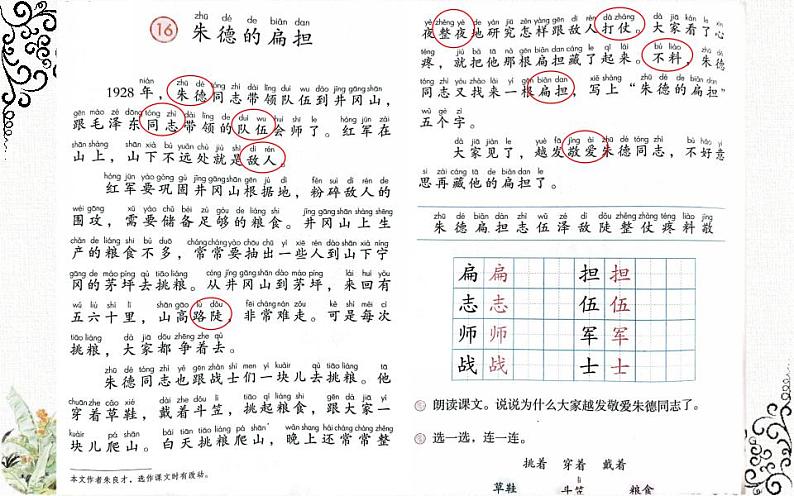 小学语文 部编版 二年级 16《朱德的扁担》（第一课时）微课 课件第6页