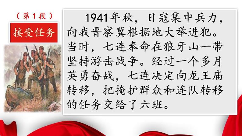6《狼牙山五壮士》第一、二课时教学设计+课件+随堂练+素材（共26+19张PPT）04