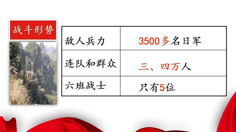 6《狼牙山五壮士》第一、二课时教学设计+课件+随堂练+素材（共26+19张PPT）05