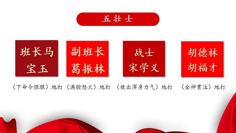 6《狼牙山五壮士》第一、二课时教学设计+课件+随堂练+素材（共26+19张PPT）08