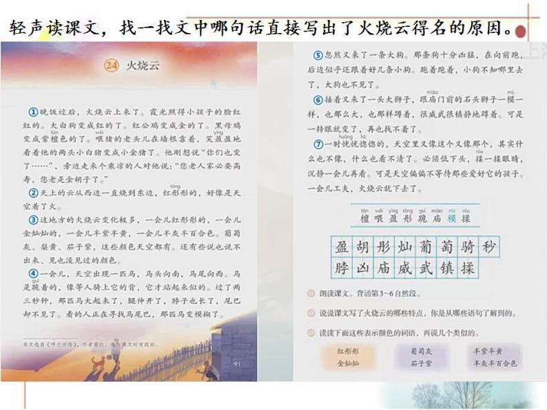 小学语文人教部编版 (五四制)三年级下册24 火烧云教学演示课件ppt-教习网|课件下载
