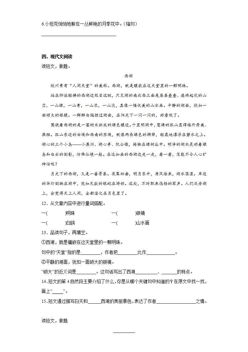 部编版三年级上册语文期末复习题（八）（含答案）03