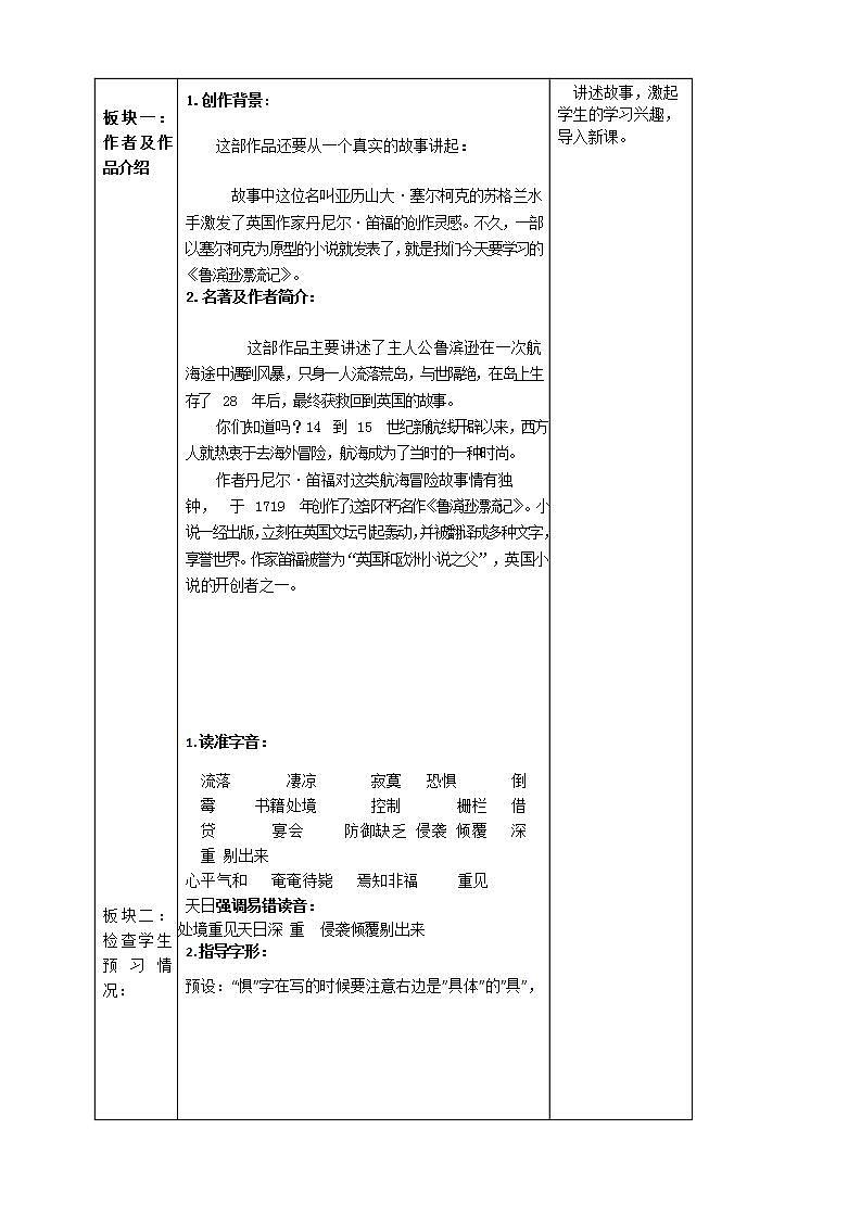部编版小学语文六年级5鲁滨逊漂流记教案第2页