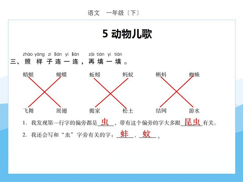 编版部语文一年级下册第五单元期末复习课件（分课训练）第4页