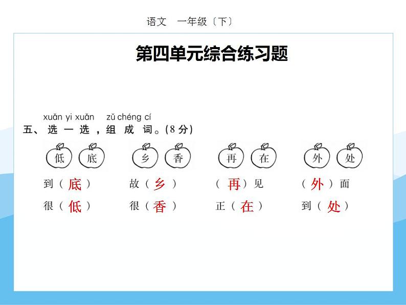 编版部语文一年级下册期末复习第四单元强化训练  课件第5页