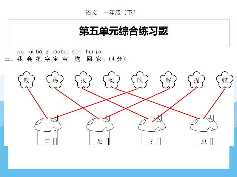 编版部语文一年级下册期末复习第五单元强化训练  课件第4页