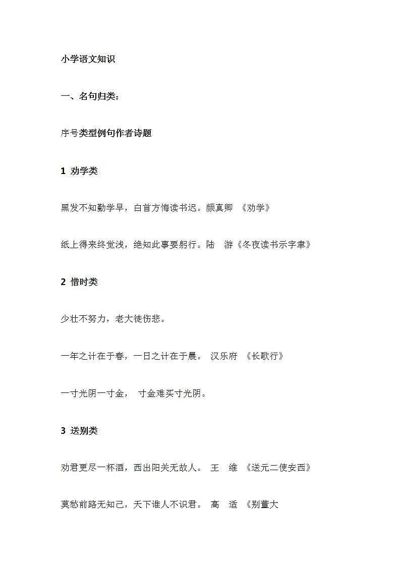 小学语文基础知识要点分类归纳汇总01