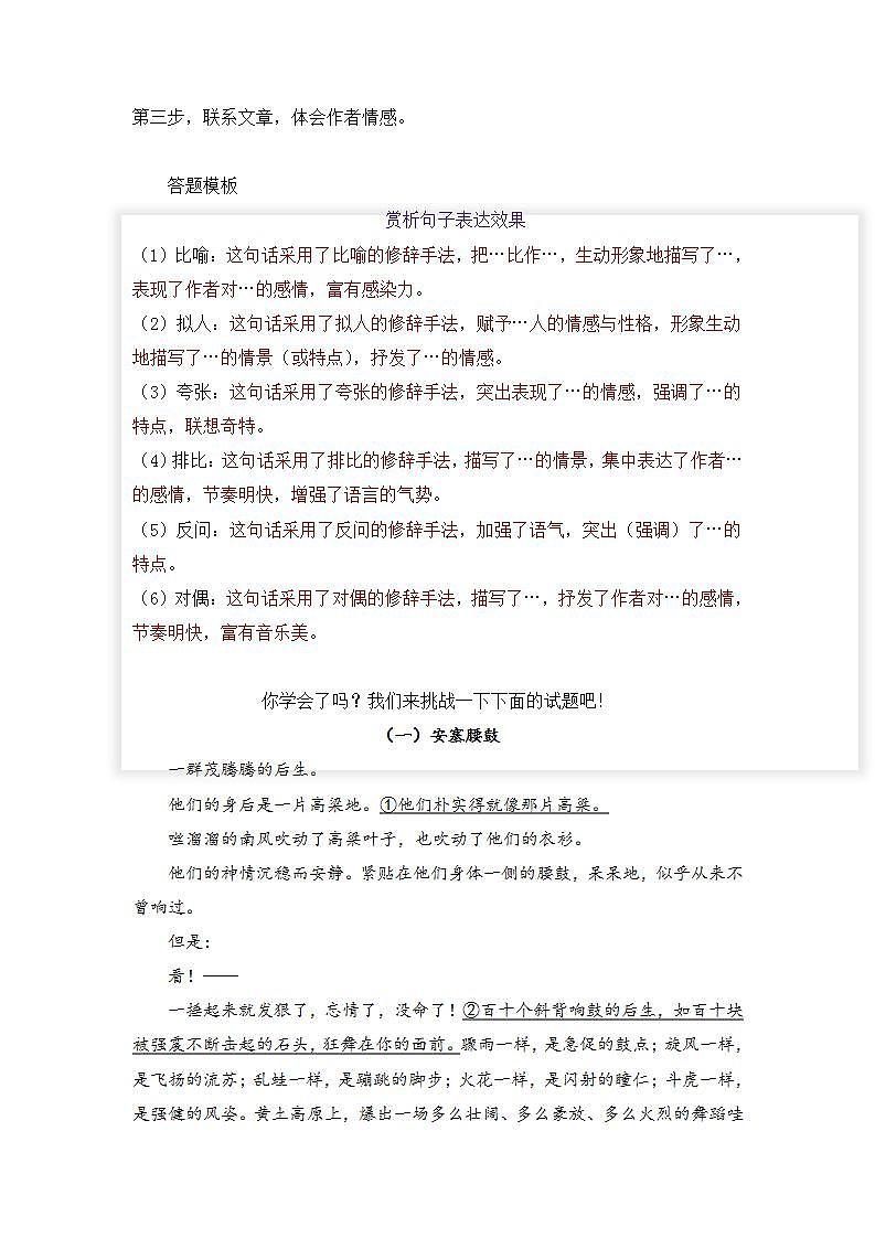 专题05 体会文章语言，感受表达效果 学生版（试题）第2页