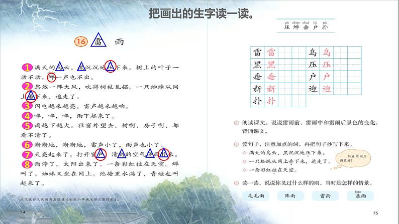 2022二年级语文下册第6单元第16课雷雨初读感知课件新人教版第5页