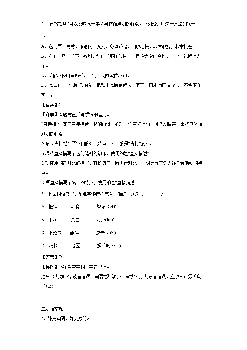 17.松鼠同步练习试题-2022-2023学年部编版语文五年级上册02
