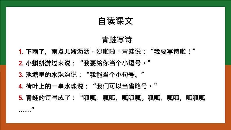 人教统编版语文一年级上册青蛙写诗第一课时PPT课件第5页