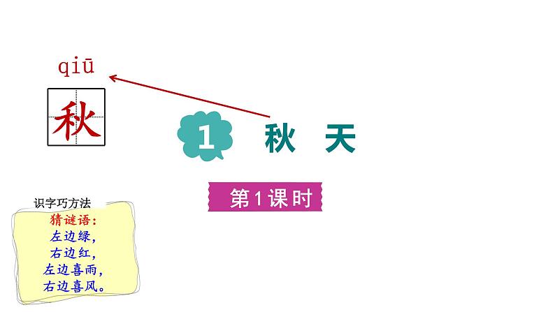 部编版小学语文一年级上册1.秋天第一课时课件第2页