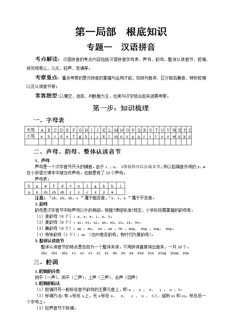 小升初语文专题练习 板块1 字音1 知识梳理（答案位于文档末）01