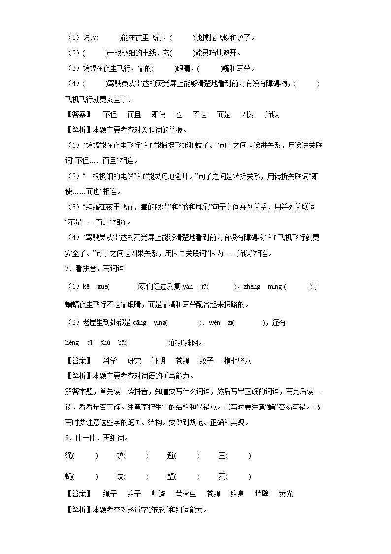 6.夜间飞行的秘密同步练习试题-2022-2023学年部编版语文四年级上册03