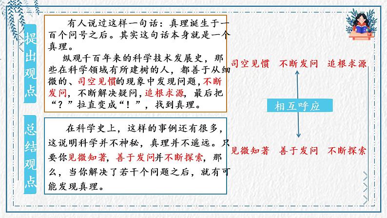 小学语文 部编版 六年级下册 第五单元《真理诞生于一百个问号之后》第二课时 课件05